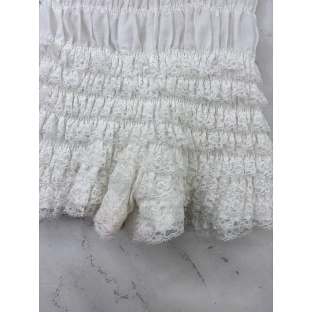 Vintage 60s Ruffled Bloomers kawaii White Pettipants M Coquette Poofy Ruffle - Picture 14 of 16